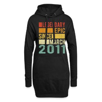 Geburtstag März 2011 Legendär Episch - Hoodie-Kleid - Schwarz - Vorne