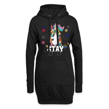 60er 70er Jahre Kostüm Stay Groovy Hippie - Hoodie-Kleid - Schwarz - Vorne