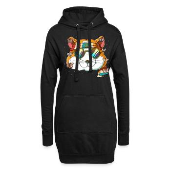 60er 70er Jahre Kostüm Groovy Hippie - Hoodie-Kleid - Schwarz - Vorne