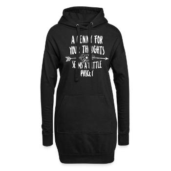 Zynische Sprüche, Ein Pfennig Für Ihre Gedanken - Hoodie-Kleid - Schwarz - Vorne