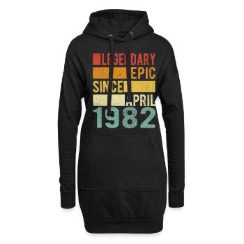Birthday April 1982 Legendary epic - Hoodie Dress - black - Front