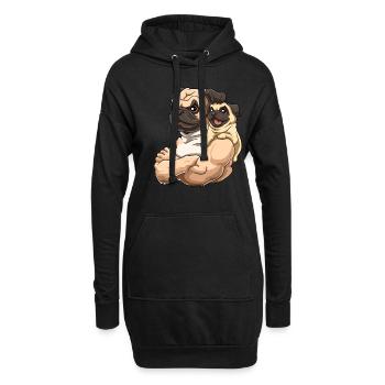 Mops Mopsbesitzer Mopsfreunde für Mops Fans - Hoodie-Kleid - Schwarz - Vorne