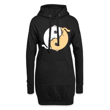 Chats Yin et Yang sur le ronronnement - Sweat-shirt à capuche long Femme - noir - Devant