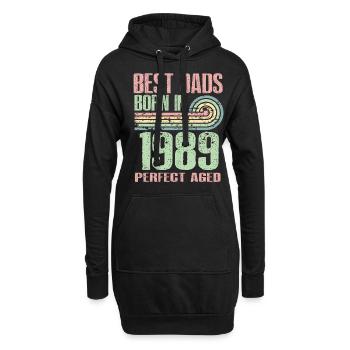 Die Besten Väter Sind 1989 Geboren, 34 Jahre Alt, - Hoodie-Kleid - Schwarz - Vorne