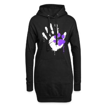 Empreinte High Five avec empreinte de patte violette - Sweat-shirt à capuche long Femme - noir - Devant