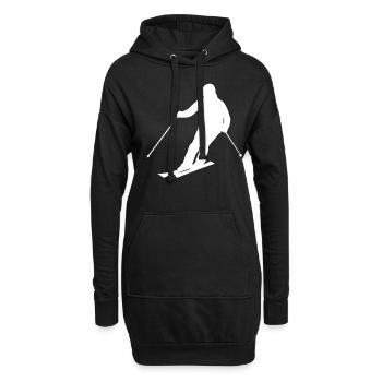 Silhouette de skieur - Sweat-shirt à capuche long Femme - noir - Devant