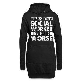 Sozialarbeiter - Hoodie-Kleid - Schwarz - Vorne