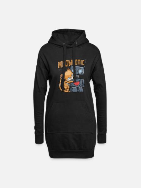 Robot chat couple amoureux « Meowbotic » - Sweat-shirt à capuche long Femme - noir