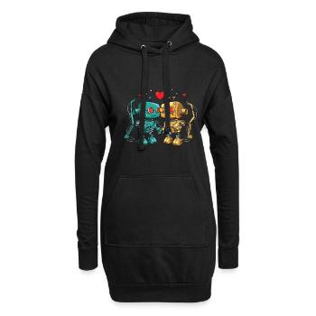 Des robots amoureux d’un ingénieur robot - Sweat-shirt à capuche long Femme - noir - Devant
