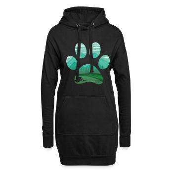 Tente de camping dans une patte de chien sur le camping - Sweat-shirt à capuche long Femme - noir - Devant