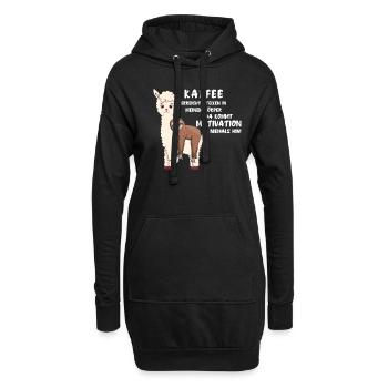 Kaffee erreicht Stellen Motivation Lama Faultier - Hoodie-Kleid - Schwarz - Vorne
