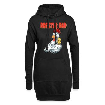 Hahn Papa mit Küken Kind - Hoodie-Kleid - Schwarz - Vorne