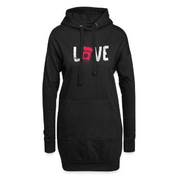 Kaffee - Hoodie-Kleid - Schwarz - Vorne