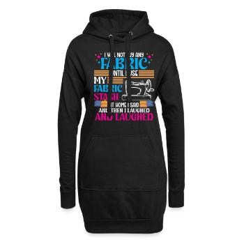 Je n’achèterai pas de tissu tant que je n’utiliserai pas - Sweat-shirt à capuche long Femme - noir - Devant