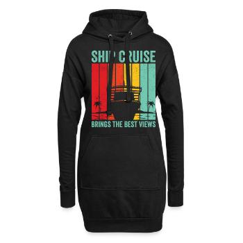 Drôle de croiseur de croisière Bateau de croisière rétro - Sweat-shirt à capuche long Femme - noir - Devant