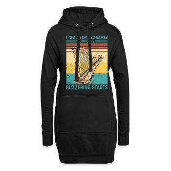 Harfenspieler Harfenist Retro - Hoodie-Kleid - Schwarz - Vorne