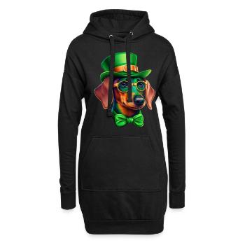 St. Patricks Day Dackel Wiener Hund Kleeblatt - Hoodie-Kleid - Schwarz - Vorne