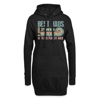 Les meilleurs pères sont nés en 2008, 15 ans, - Sweat-shirt à capuche long Femme - noir - Devant