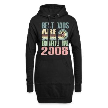 Les meilleurs pères sont nés en 2008, 15 ans, - Sweat-shirt à capuche long Femme - noir - Devant