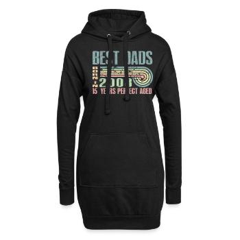 Les meilleurs pères sont nés en 2008, 15 ans, - Sweat-shirt à capuche long Femme - noir - Devant