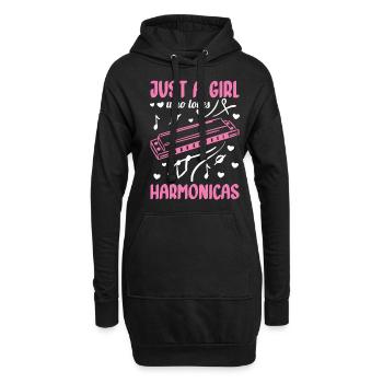 Just a girl who loves the harmonica Mundh - Hoodie Dress - black - Front