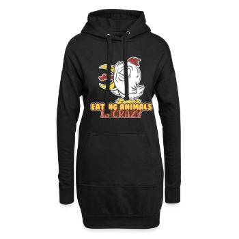 Manger des animaux Poulet fou Poulet Coq Poulet - Sweat-shirt à capuche long Femme - noir - Devant