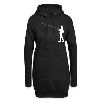 Silhouette de pêcheur - Sweat-shirt à capuche long Femme - noir - Devant