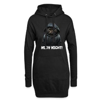 Witzige Katze mit dem Spruch NERV NICHT! - Hoodie-Kleid - Schwarz - Vorne