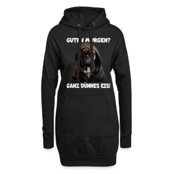 Witziger Hund mit dem Spruch GUTEN MORGEN? - Hoodie-Kleid - Schwarz - Vorne