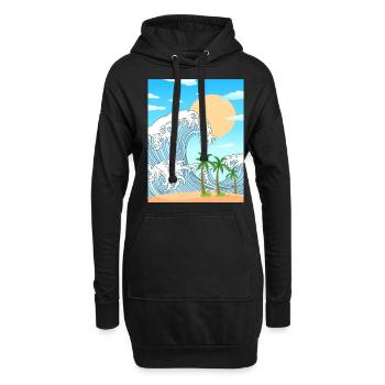 Coconut Girl Aesthetic Great Wave Off Kanagawa - Hoodie-Kleid - Schwarz - Vorne