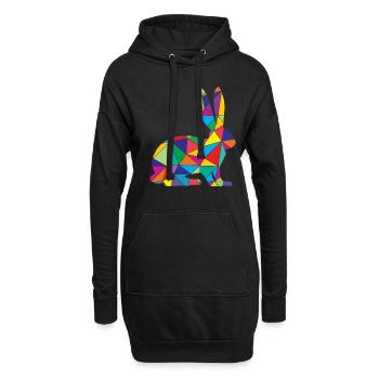 Low Poly Rabbit Géométrie Polygone Lapin - Sweat-shirt à capuche long Femme - noir - Devant