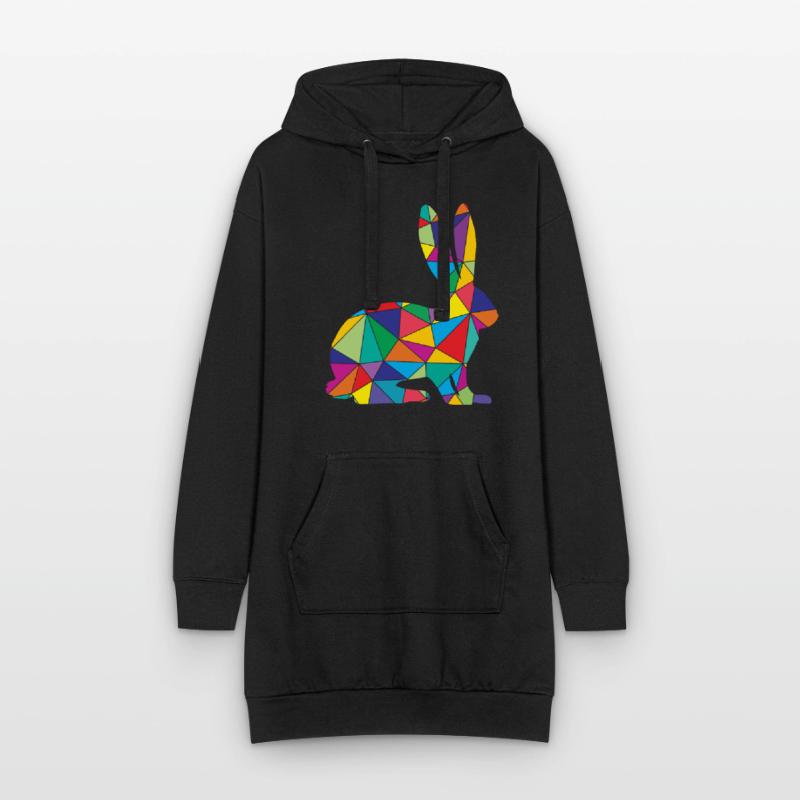 Low Poly Rabbit Geometry Polygon Rabbit Hoodie Dress