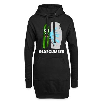 Gurke mit Kleber Gluecumber Gurken - Hoodie-Kleid - Schwarz - Vorne
