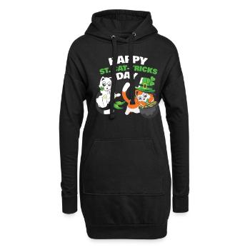 Chat Happy St Catricks Day Irlande - Sweat-shirt à capuche long Femme - noir - Devant