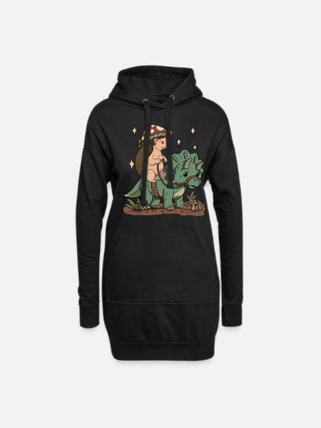 Cottagecore hedgehog - Hoodie Dress - black