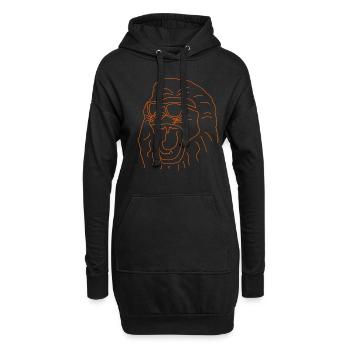 Löwe Partylöwe gezeichnet - Hoodie-Kleid - Schwarz - Vorne
