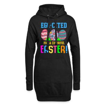 Oeufs colorés de Pâques Couleur Lapin Chasse aux œufs - Sweat-shirt à capuche long Femme - noir - Devant