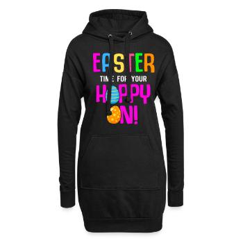 Lapin de Pâques Lapin de Pâques Fleurs Oeufs - Sweat-shirt à capuche long Femme - noir - Devant