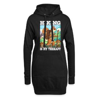 Hiking Is My Therapy Wandern - Hoodie-Kleid - Schwarz - Vorne