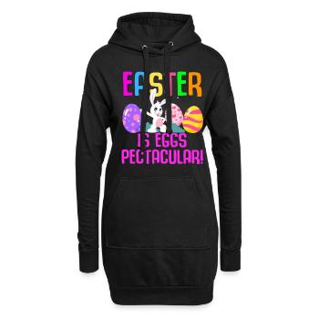 Lapin de Pâques Lapin de Pâques Fleurs Oeufs - Sweat-shirt à capuche long Femme - noir - Devant