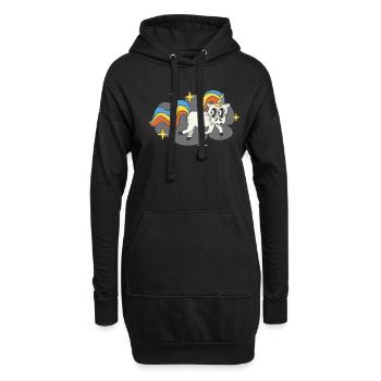 Einhorn Totenkopf Badge Funky Regenbogen - Hoodie-Kleid - Schwarz - Vorne