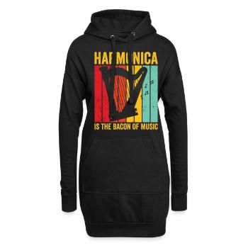 Harfenspieler Harfenist Retro - Hoodie-Kleid - Schwarz - Vorne