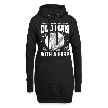 Harfenspieler Harfenist - Hoodie-Kleid - Schwarz - Vorne