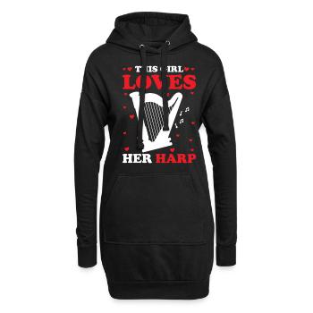Harfenspieler Harfenist - Hoodie-Kleid - Schwarz - Vorne