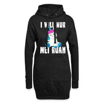 I WILL NUR MEI RUAH Einhorn Spruch Dialekt - Hoodie-Kleid - Schwarz - Vorne