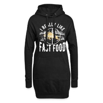 Chasse au cerf Le sanglier mange plus de fast-food - Sweat-shirt à capuche long Femme - noir - Devant