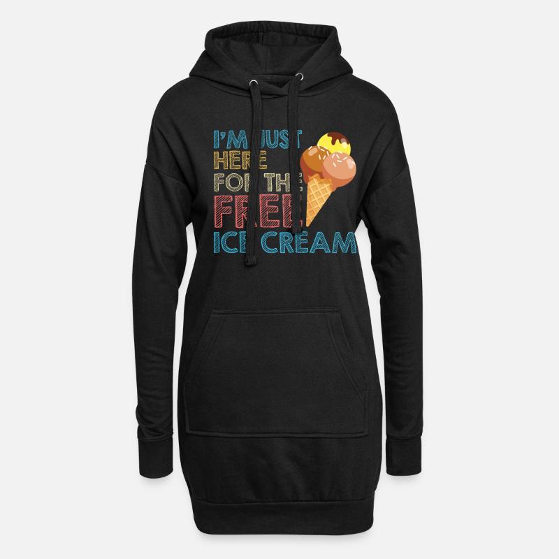 Just Here For Ice Cream Eiscreme Eis - Hoodie-Kleid - Schwarz