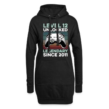Level 12 Jahre Geburtstag Jahr 2011 Gamer Junge - Hoodie-Kleid - Schwarz - Vorne