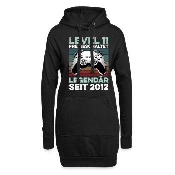 Level 11 Jahre 11. Geburtstag Jahr 2012 Gamer - Hoodie-Kleid - Schwarz - Vorne