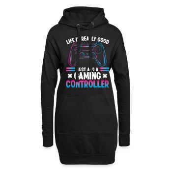 La vie est vraiment belle il suffit d’ajouter un jeu - Sweat-shirt à capuche long Femme - noir - Devant